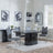 Naples Black Marble Dining Set - Bianco Grey Faux Leather Dining Chair-3