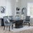 Naples Black Marble Dining Set - Carmela Grey Leather Dining Chair