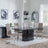 Naples Black Marble Dining Set - Jamison Beige Faux Leather Dining Chair