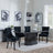 Naples Black Marble Dining Set - Knocker Back Black Velvet Fabric Dining Chair with Black Wooden Legs-2