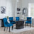 Naples Black Marble Dining Set - Knocker Back Blue Velvet Fabric Dining Chair with Black Wooden Legs-3