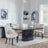 Naples Black Marble Dining Set - Knocker Back Champagne Velvet Fabric Dining Chair with Black Wooden Legs-4