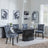 Naples Black Marble Dining Set - Knocker Back Grey Velvet Fabric Dining Chair with Black Wooden Legs-4