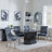 Naples Black Marble Dining Set - Knocker Back Grey Velvet Fabric Dining Chair with Chrome Legs-4