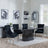 Naples Black Marble Dining Set - Lion Knocker Back Black Velvet Fabric Dining Chair with Chrome Legs-3