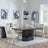 Naples Black Marble Dining Set - Lion Knocker Back Champagne Velvet Fabric Dining Chair with Chrome Legs-2