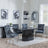 Naples Black Marble Dining Set - Lion Knocker Back Grey Velvet Fabric Dining Chair with Chrome Legs-4