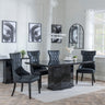 Naples Black Marble Dining Set - Mimi Black Leather Dining Chair-3