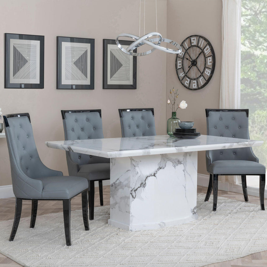 Toronto Marble Marble Dining Set - Modica Leather Dining Chair