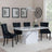 Naples White Marble Dining Set - Knocker Back Black Velvet Fabric Dining Chair with Black Wooden Legs-2