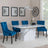 Naples White Marble Dining Set - Lion Knocker Back Blue Velvet Fabric Dining Chair with Black Wooden Legs-3