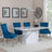 Naples White Marble Dining Set - Lion Knocker Back Blue Velvet Fabric Dining Chair with Chrome Legs-4