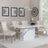 Naples White Marble Dining Set - Lion Knocker Back Champagne Velvet Fabric Dining Chair with Chrome Legs-2