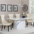 Naples White Marble Dining Set - Mimi Cream Leather Dining Chair