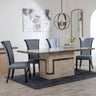 Venice Cream Marble Dining Set - Cadiz Grey Leather Dining Chair-3