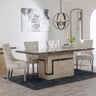 Venice Cream Marble Dining Set - Knocker Back Champagne Velvet Fabric Dining Chair with Chrome Legs-4