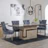 Venice Cream Marble Dining Set - Knocker Back Grey Velvet Fabric Dining Chair with Chrome Legs-3