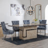 Venice Cream Marble Dining Set - Knocker Back Grey Velvet Fabric Dining Chair with Chrome Legs-3