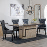 Venice Cream Marble Dining Set - Mimi Black Leather Dining Chair-2