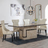Venice Cream Marble Dining Set - Mimi Cream Leather Dining Chair-2