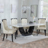 Madrid White Marble Dining Set - Carmela Black Leather Dining Chair