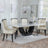 Madrid White Marble Dining Set - Carmela Black Leather Dining Chair-2