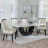 Madrid White Marble Dining Set - Carmela Black Leather Dining Chair-2