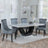 Madrid White Marble Dining Set - Carmela Grey Leather Dining Chair-2