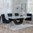 Madrid White Marble Dining Set - Knocker Back Black Velvet Fabric Dining Chair with Chrome Legs-3