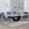 Madrid White Marble Dining Set - Knocker Back Grey Velvet Fabric Dining Chair with Chrome Legs-4