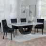 Madrid White Marble Dining Set - Lion Knocker Back Black Velvet Fabric Dining Chair with Black Wooden Legs-3