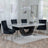 Madrid White Marble Dining Set - Lion Knocker Back Black Velvet Fabric Dining Chair with Chrome Legs-2