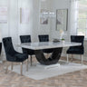 Madrid White Marble Dining Set - Lion Knocker Back Black Velvet Fabric Dining Chair with Chrome Legs-3