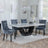 Madrid White Marble Dining Set - Lion Knocker Back Grey Velvet Fabric Dining Chair with Black Wooden Legs-2