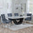 Madrid White Marble Dining Set - Lion Knocker Back Grey Velvet Fabric Dining Chair with Chrome Legs-4