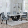 Madrid White Marble Dining Set - Paris Grey Leather Dining Chair with Black Legs-3