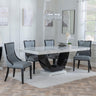 Madrid White Marble Dining Set - Paris Grey Leather Dining Chair with Black Legs-3