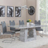 Milan Grey Marble Dining Set - Bianco Grey Faux Leather Dining Chair-3