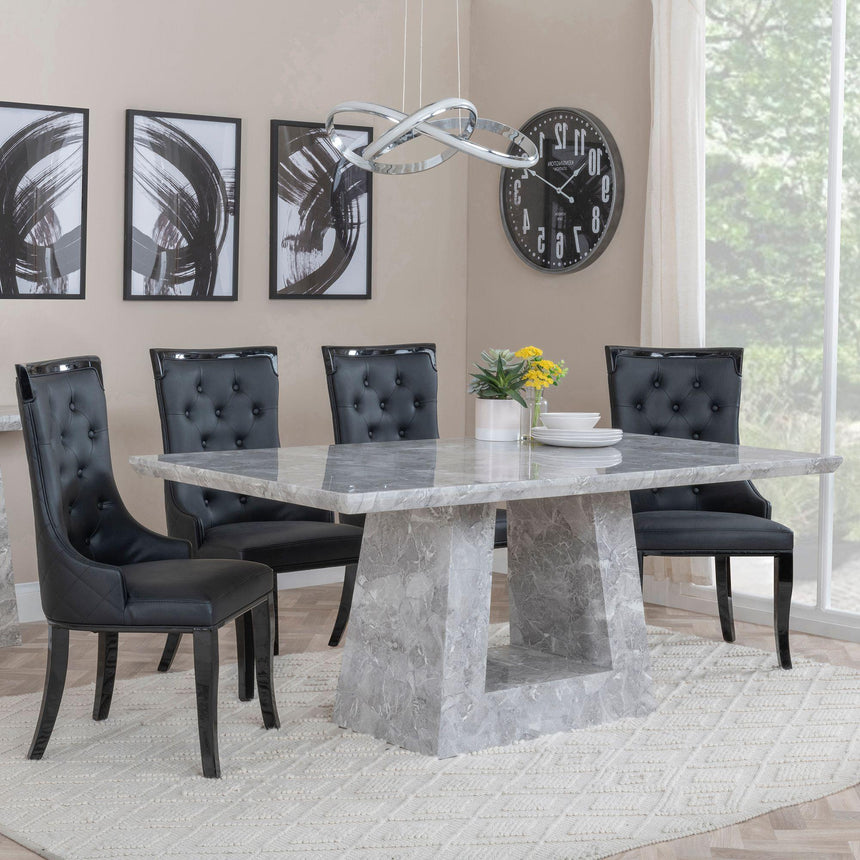 Pisa Marble Dining Set - Modica Leather Dining Chair