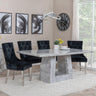 Milan Grey Marble Dining Set - Knocker Back Black Velvet Fabric Dining Chair with Chrome Legs-3