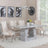 Milan Grey Marble Dining Set - Knocker Back Champagne Velvet Fabric Dining Chair with Chrome Legs-4