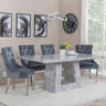 Milan Grey Marble Dining Set - Knocker Back Grey Velvet Fabric Dining Chair with Chrome Legs-4