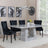 Milan Grey Marble Dining Set - Lion Knocker Back Black Velvet Fabric Dining Chair with Black Wooden Legs-3