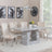 Milan Grey Marble Dining Set - Lion Knocker Back Champagne Velvet Fabric Dining Chair with Chrome Legs-2