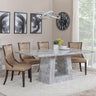 Milan Grey Marble Dining Set - Paris Taupe Leather Dining Chair with Brown Legs-2
