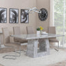 Milan Grey Marble Dining Set - Roma Beige Faux Leather Dining Chair-2