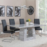 Milan Grey Marble Dining Set - Roma Black Faux Leather Dining Chair-3