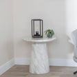 Carrera White Marble Round Side Table