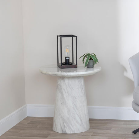 Carrera White Marble Round Side Table