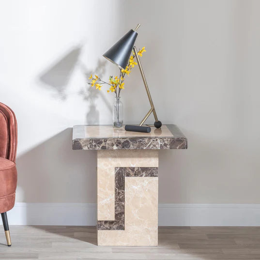 Sicily Cream Marble Square Side Table